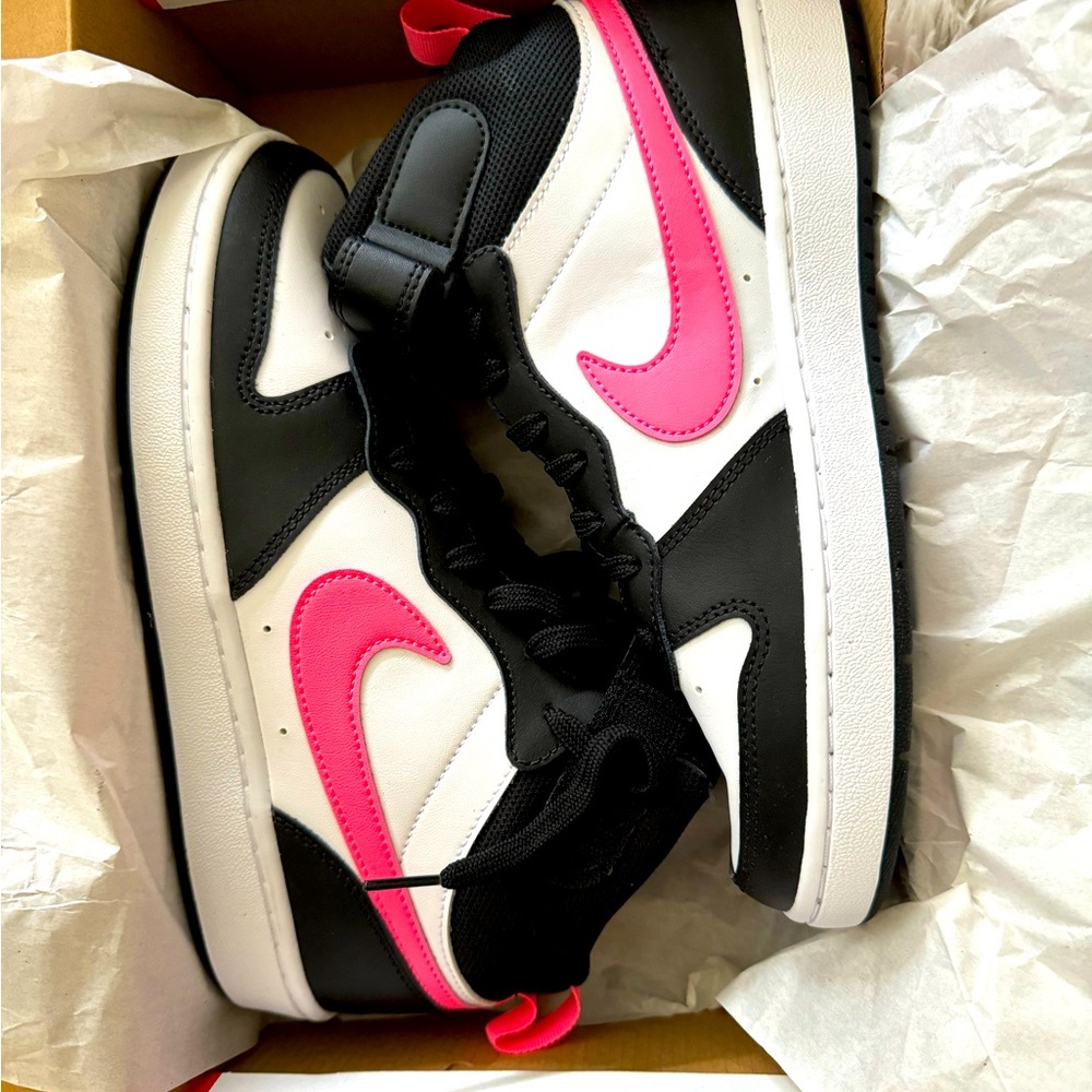 Nike Court Borough mids (hot pink and black)